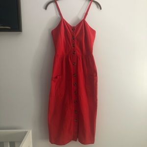 Red button down dress